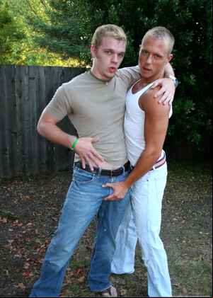 Gay stud Riley finds his BF Jack stroking his big dick & gives him a hot BJ